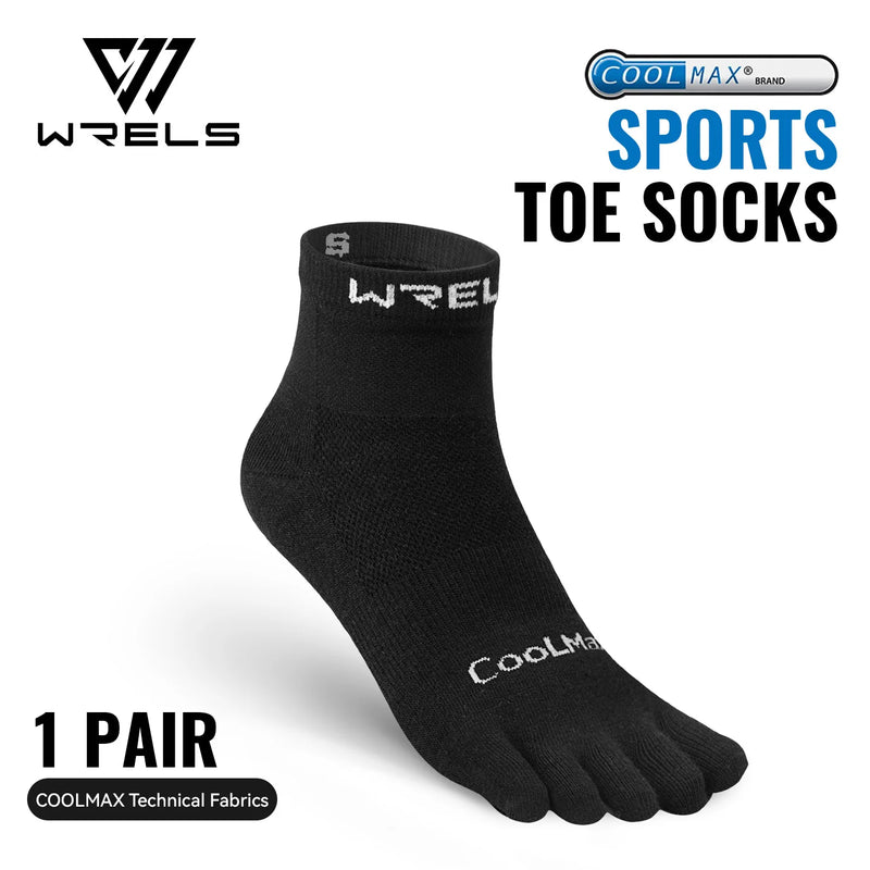WRELS 1/2/3pairs COOLMAX Five Finger Socks Athletic Running Breathable Compression Comfortable Hiking Toe Socks for Men Women