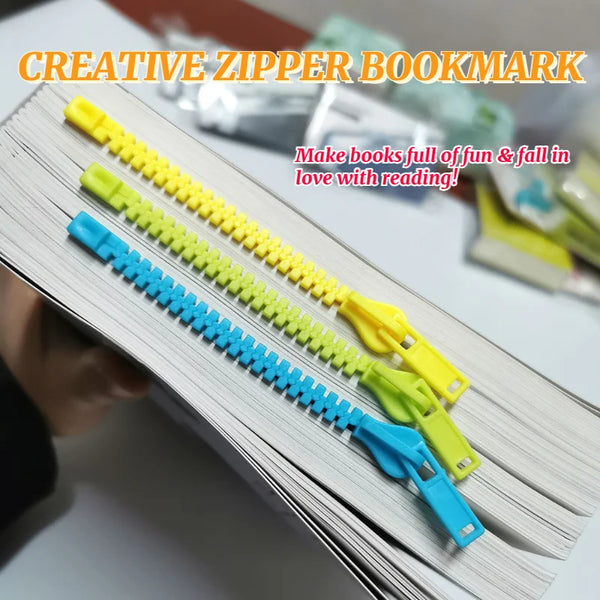 3pcs Innovative Zipper-Shaped Bookmark - Durable Plastic, Perfect for Everyday Office Use, Random colors, Bookmark