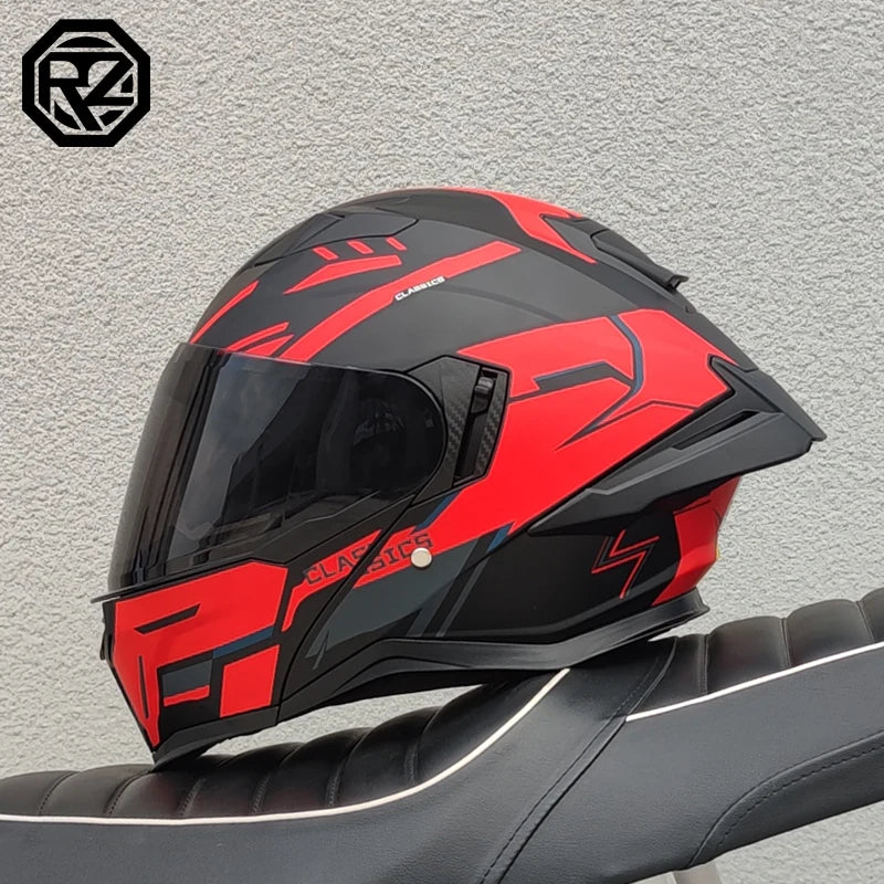 Modular Flip Up Motorcycle Helmet Full Face Dual Visor Motorbike Helmet DOT Approved Flip‑up Modular Helmet for Adults Men Women