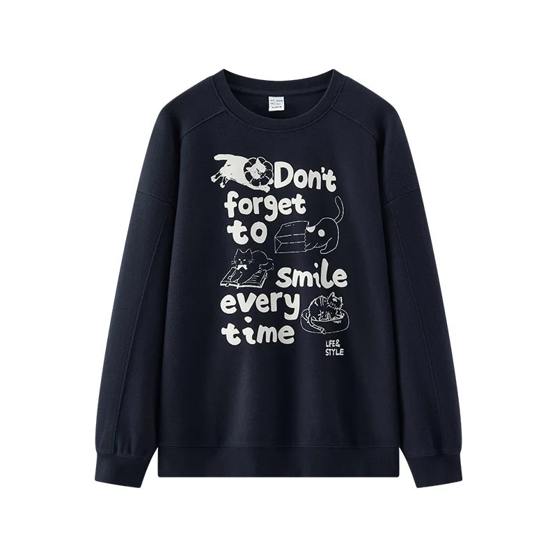 Semir Women Sweatshirt Cat Graphic Oversized Fit Mid Length 2026 Winter Soft Comfort Casual Style Warm Layer Everyday Wear