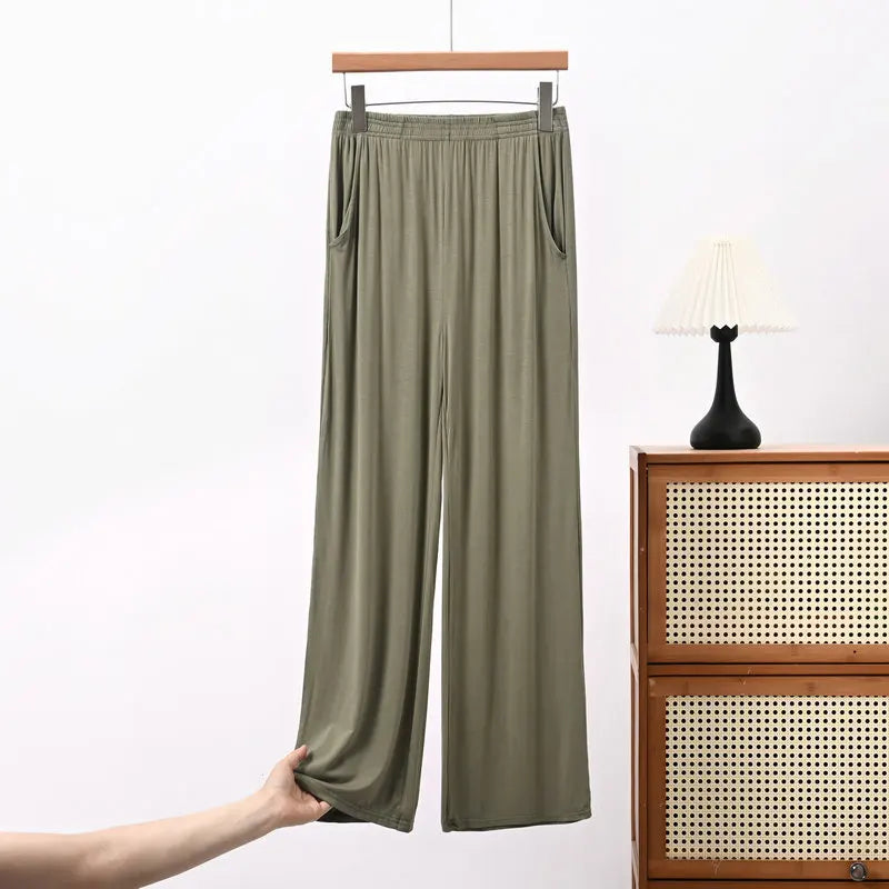 Thin Pajamas Pants Summer Lounge Bottoms Soft Home Trousers XL-8XL Large Sleeping Pants Solid Color Sleepwear Pants for Women