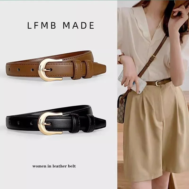 Belt Summer Brown Belt with Fine Matching Western Pants Simple and Versatile Belt New Fashion Decoration