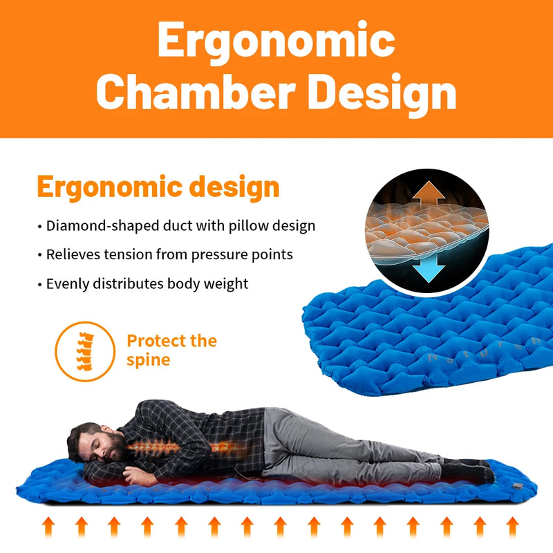 Naturehike Inflatable Mattress Air Mattress Ultralight Outdoor Sleeping Pad Folding Bed Sleeping Mat Hiking Camping Mattress