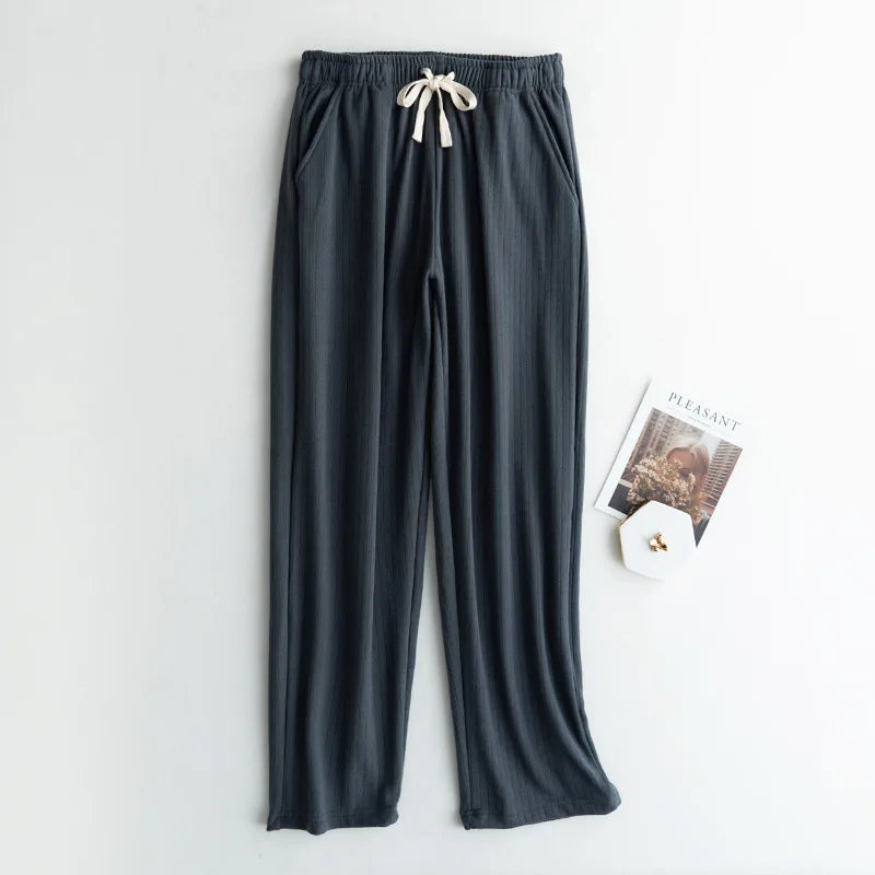 Spring Summer Women's Pants Casual Loose Home Wear Pajama Pant Knitted Comfortale Sleepwear Pyjamas Trousers Straight Pantalon