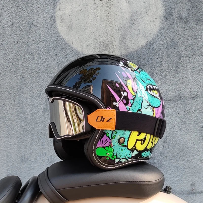ORZ Latest 3/4 Retro Motorcycle Helmet Cascos Para Motos Four Seasons Commuter Men's and Women's Half Helmets Capacetes de Moto