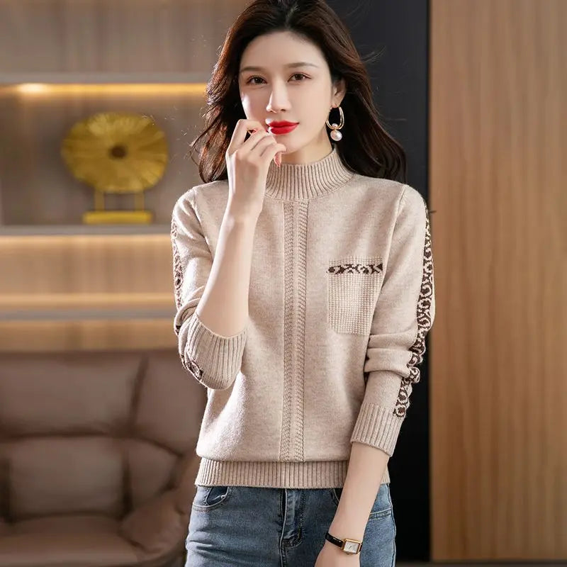 Pull Femme New High Collar Ladies Pullovers Long Sleeve Autumn Winter Knitwears Vintage Warm Sweaters For Women 2026 Bottom Tops