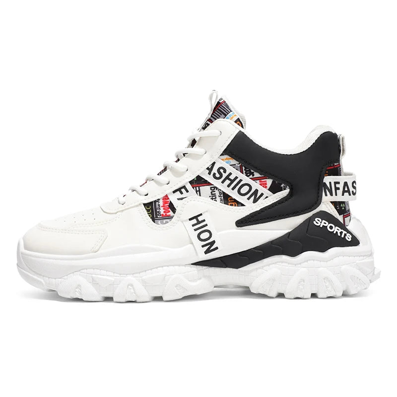 Men Sports Shoes High-quality Leather Wear-resistant Comfort Breathable Lace Up Running Shoes 2026 New Thick Soled Fitness Shoes