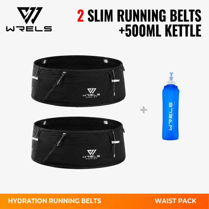 WRELS Running Waist Pack Breathable Slim Workout Belt Adjustable Anti-Slip Outdoor Sports Hiking Men Women Fitness Storage Pack