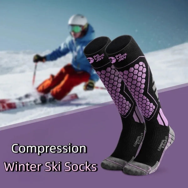 WRELS 1/2/3 Pairs Ski Socks Thermal Knee High Socks Men Women Thick Cushioned Compression Arch Support Warm Snowboarding Socks