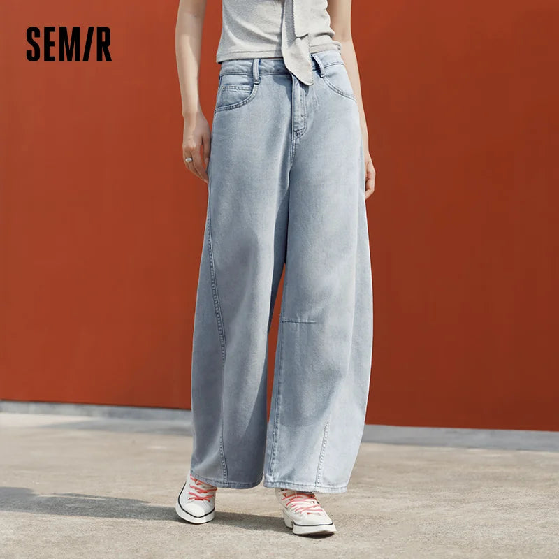 Semir Women Jeans Panelled 2026 3D Cut Floor Length Cooling Antibacterial Wide Leg Urban Casual Everyday Style Soft