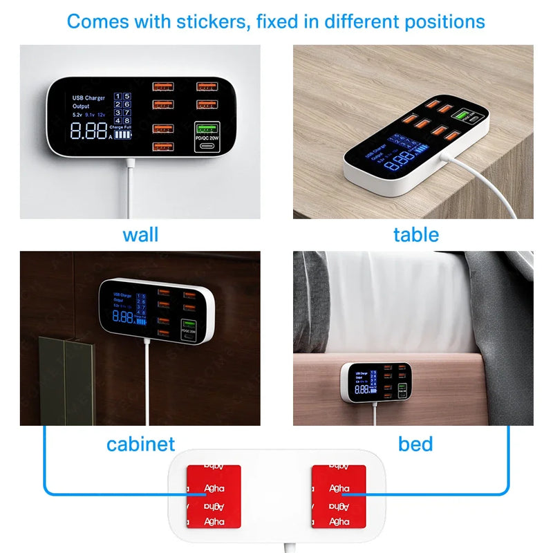ឧបករណ៍សាកថ្មលឿន USB HUB ថេប្លេត ឧបករណ៍សាកថ្មទូរស័ព្ទចល័តចល័ត សម្រាប់ធ្វើដំណើរ អាដាប់ទ័រសាកថ្មលឿន សម្រាប់ iPhone Xiaomi Huawei Samsung