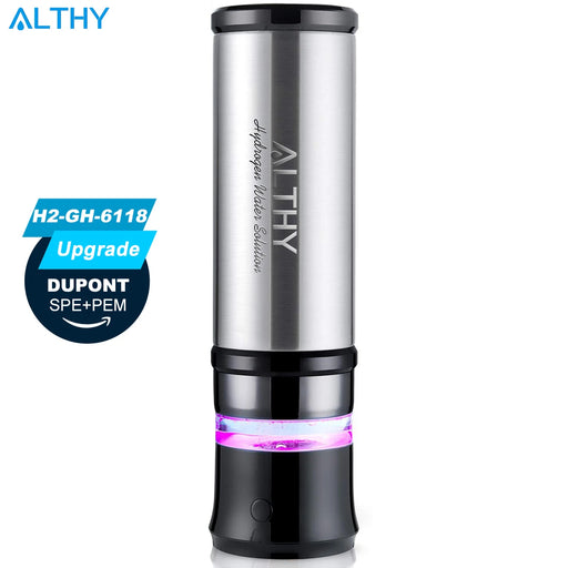ALTHY 2 in 1 Stainless Steel Insulation Hydrogen Water Bottle Generator + Disinfectant Generator - DuPont SPE+PEM Dual Chamber Stainless Steel CHINA