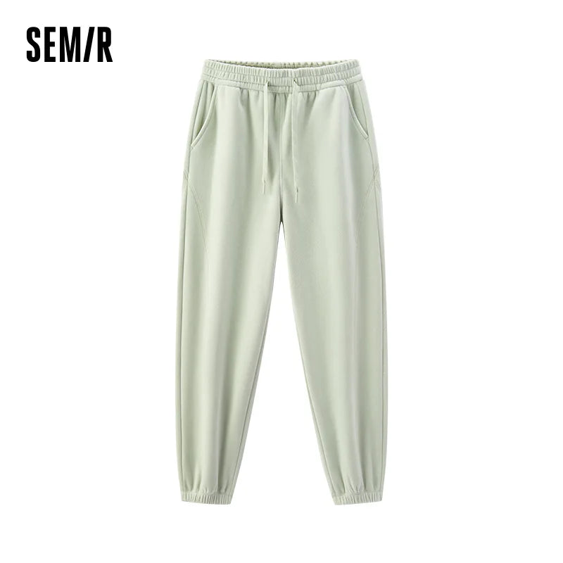 Semir Casual Pants Women Winter Fleece Anti-Static Loose Paneled Cuffed Long Pants 2025 New Sporty Sweatpants Women'S Wear