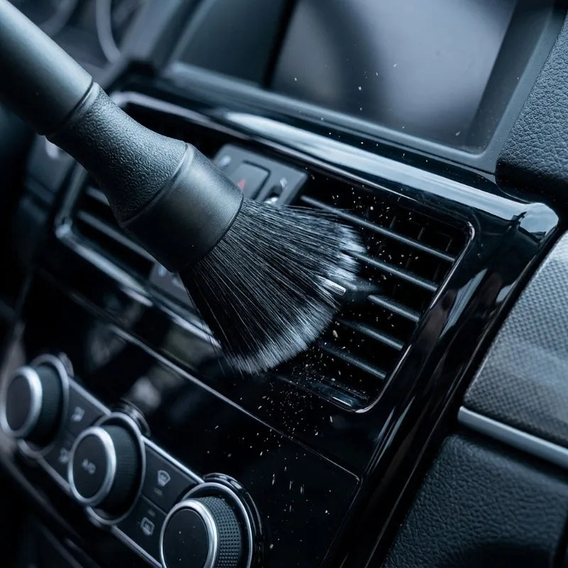 1set Car Detailing Brush Set, Soft Synthetic Bristles, Scratch‑Free Brushes, for Dashboard,Motorcycle, Ergonomic Handles.
