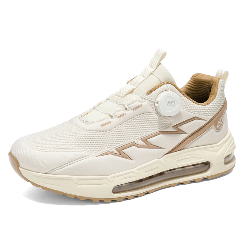 Men's Casual Sneakers Four Season Outdoor Racing Full Palm Air Cushion Running Shoes Breathable Rotary Buckle Speed Sports Shoes