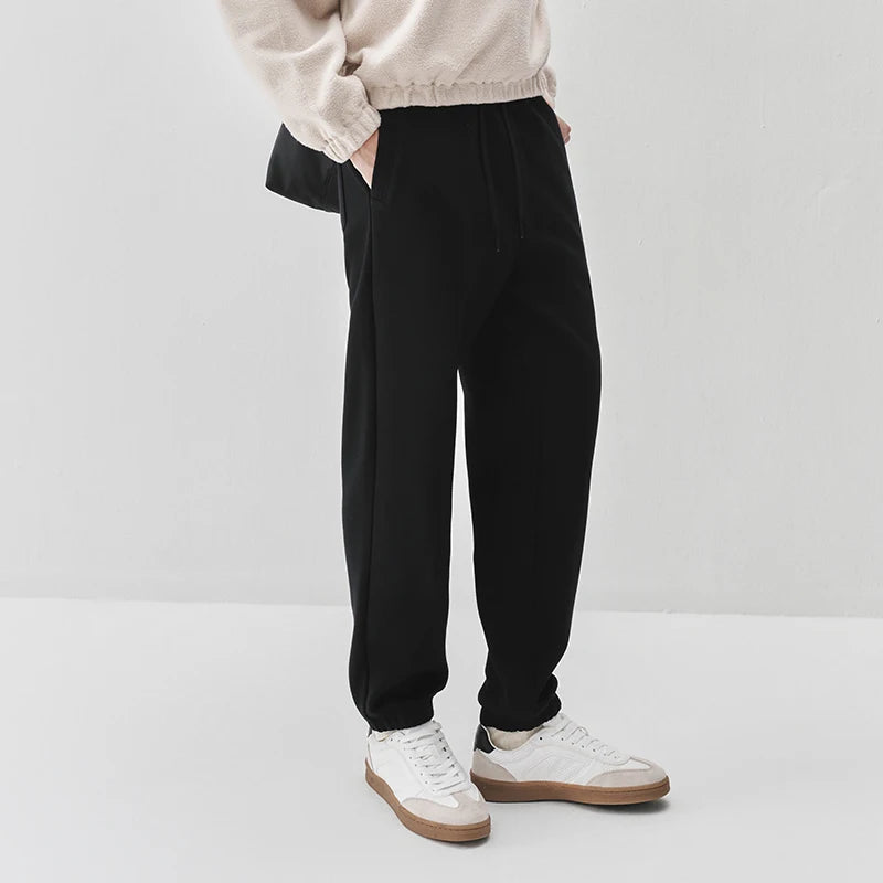 Semir Men Casual Pants Fleece Lined Loose Fit Tapered Leg Commuter Style Versatile 2026 New Winter Daily Wear Everyday Wardrobe