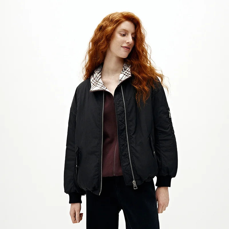 Semir Women Padded Jacket Thermal Warmth Lightweight Textured Loose Fit Baseball Collar Drawstring Minimal Design 2026 New