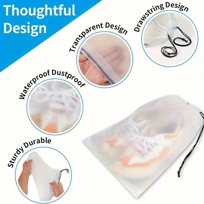 5/10/20pcs Travel Shoe Storage Set Portable, High-Quality, Transparent Organizer Bags for Easy Packing