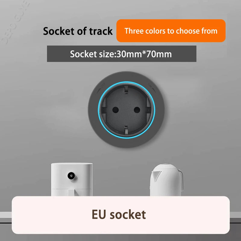 Imitation wood grain Rail Mobile Power Track Socket EU/Universal/UK/USB Type-C Kitchen Bathroom Office Wall Mounted Socket Plugs