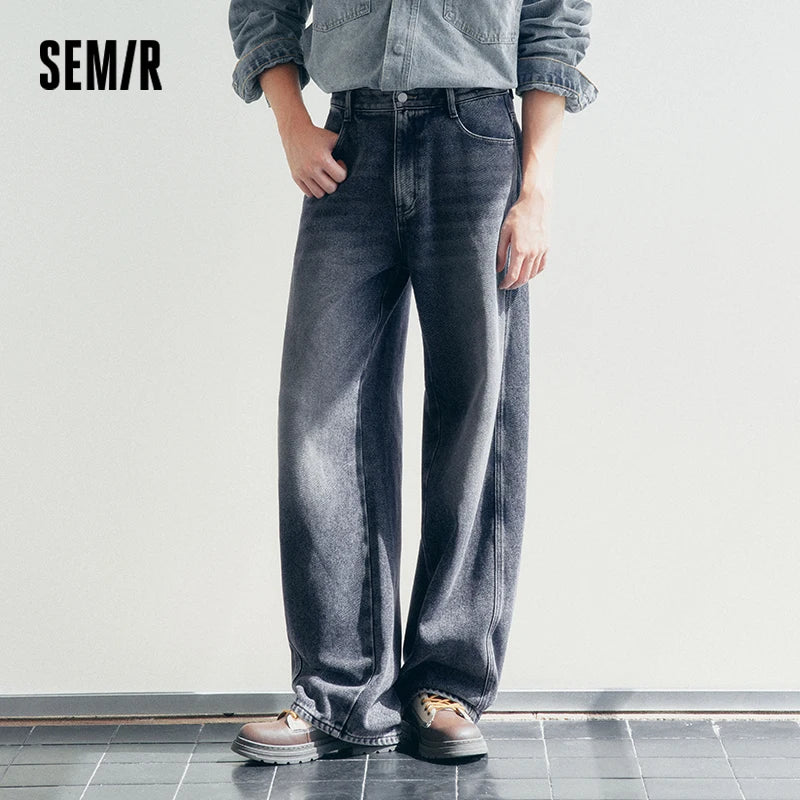 ខោខូវប៊យ Semir សម្រាប់បុរស រចនាបថ Vintage Wash ក្រណាត់ Brushed រលុង ជើងកោង ឆ្នាំ 2026 ថ្មី រដូវរងា ស្លៀកប្រចាំថ្ងៃ ស្ទីលធម្មតាបែបទីក្រុង