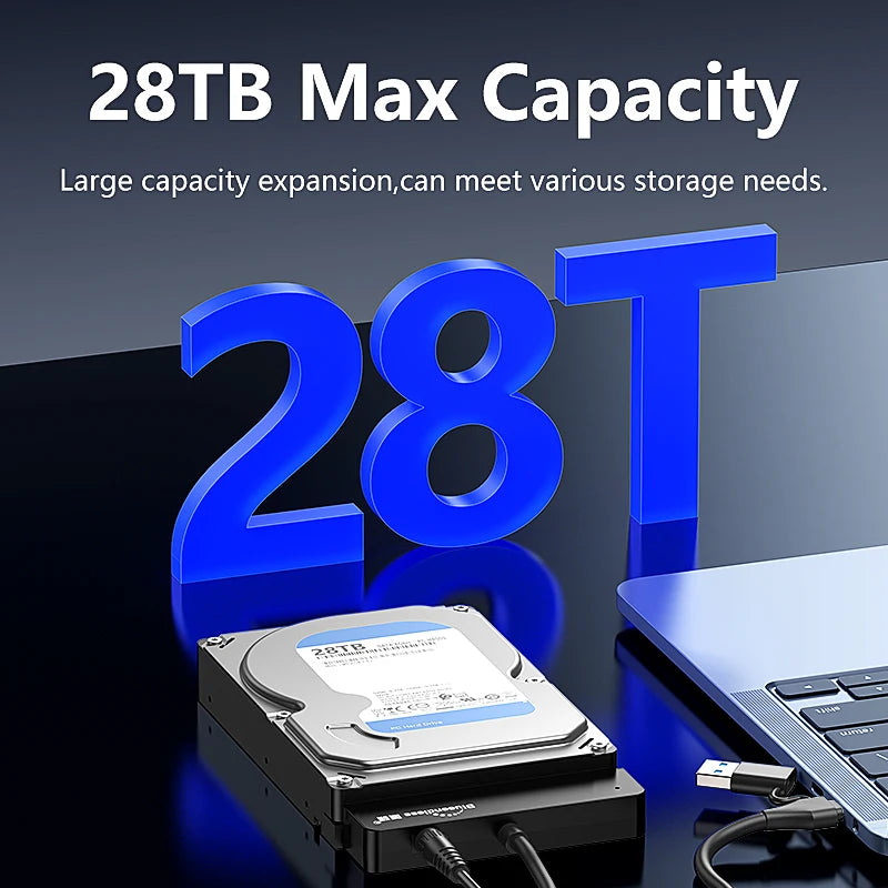 អាដាប់ទ័រ USB 3.0 ទៅ SATA III របស់ Blueendless សម្រាប់ឧបករណ៍បម្លែង USB-A ប្រភេទ C សម្រាប់ខ្សែផ្ទេរទិន្នន័យដ្រាយវ៍រឹងខាងក្រៅ SSD ទំហំ 2.5 អ៊ីញ 3.5 អ៊ីញ
