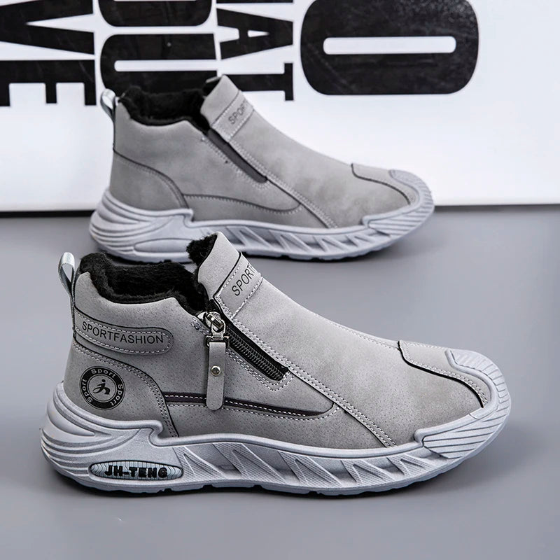 Mens Casual Sports Shoes Autumn New Flat Bottomed Fashion Short Boots 2025 Comfortable Anti Slip High Top Outdoor Running Shoes