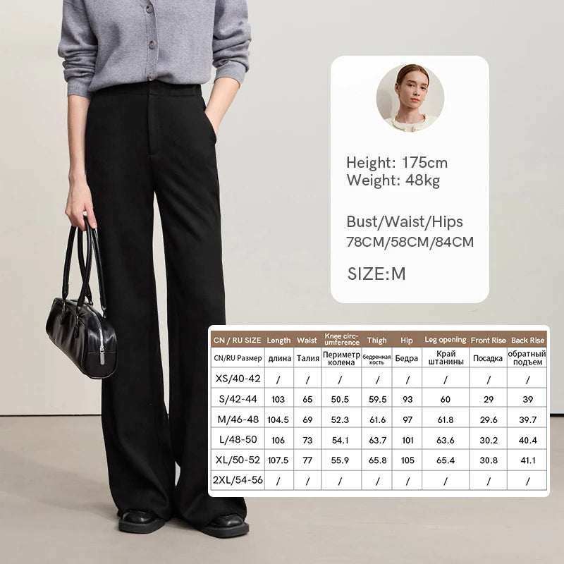 AMII Minimalism Pants For Woman 2026 Winter New Commuter Knitted Wide-leg Pants Casual Loose Versatile Woman Trousers 12544092