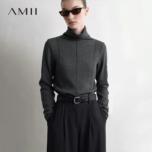 Amii Knitted Women's Sweater Turtleneck Slim Fit Long Sleeve Casual Pullover 2026 Autumn New Versatile Chic Top Women 12623113