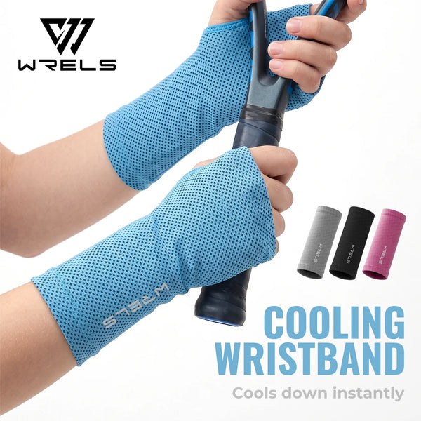 WRELS Cooling Wristband Ice Silk Breathable Sweatband Absorbent Quick Dry Sport Wrist Wrap Gym Tennis Fitness Basketball Band