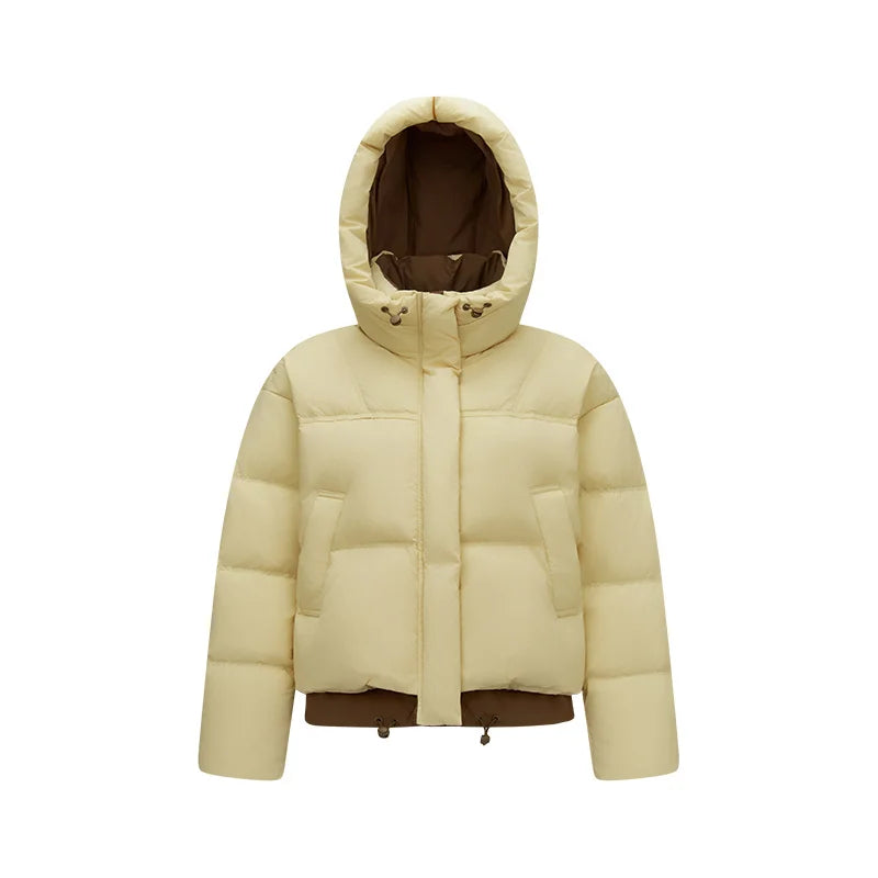 Semir Women Down Jacket 90 Percent Down Fill Layered Look Color Block Hooded Design Loose Fit Puffer Shape 2026 Winter