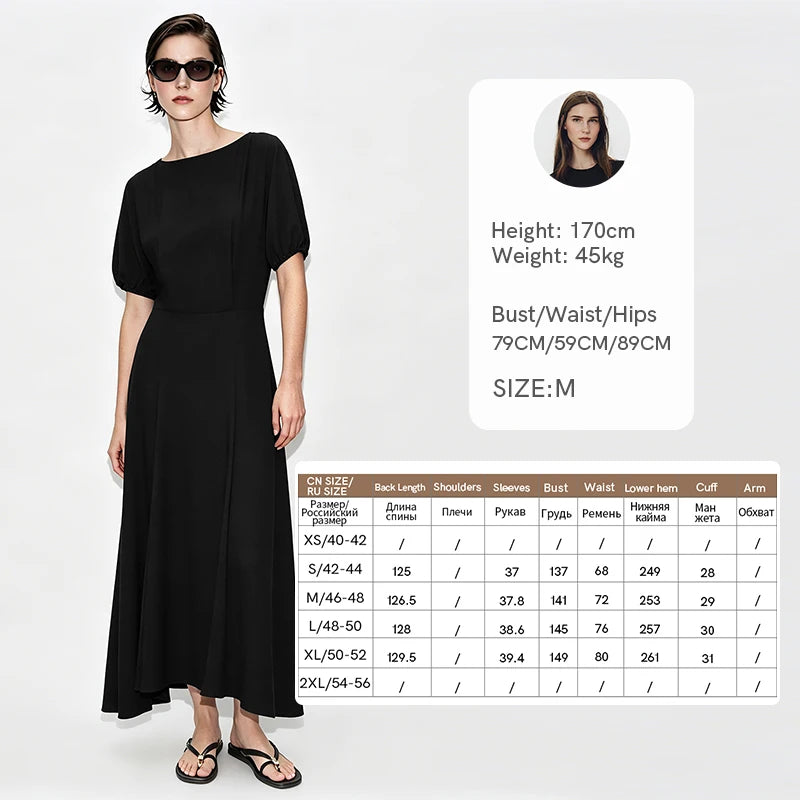 Amii Women's Casual Dresses 2026 Summer New O-Neck Short Sleeve Button Casual Fitted Waist A-Line Long Dress For Women 12642185