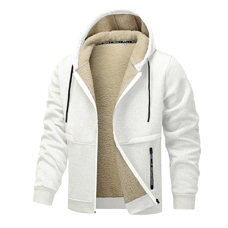 ‌Blue Fleece-Lined Hoodie Jacket for Men - Warm, Comfortable, Casual Style‌ Male Coat. Size M-5XL 6XL