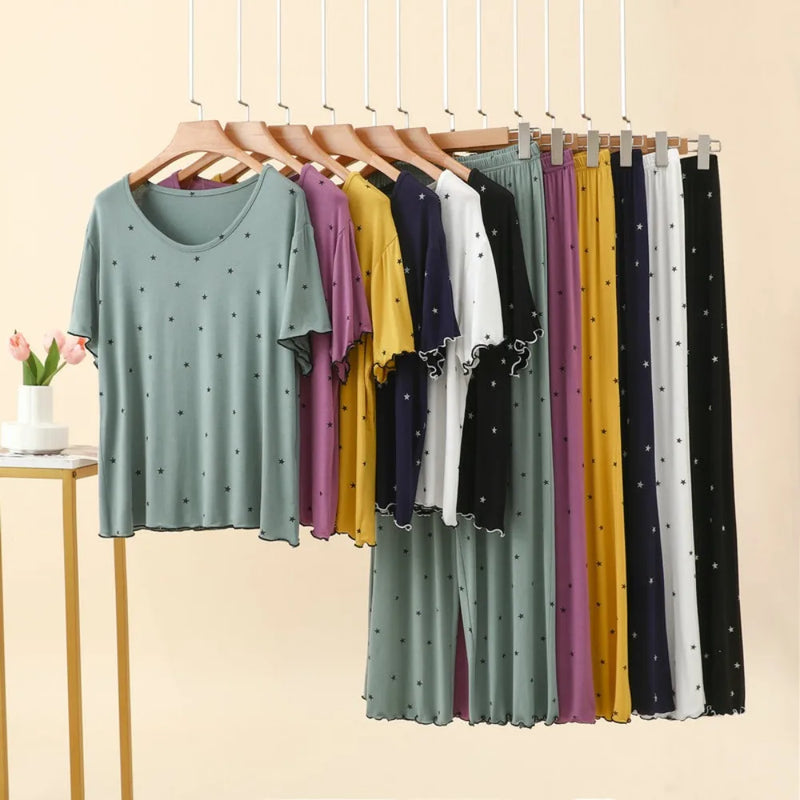 Thin Modal Short Sleeve Sleepwear Women's Pajamas Ladies Summer New Nightie Loose Pyjama Set Woman Female Sleeping Loungewear