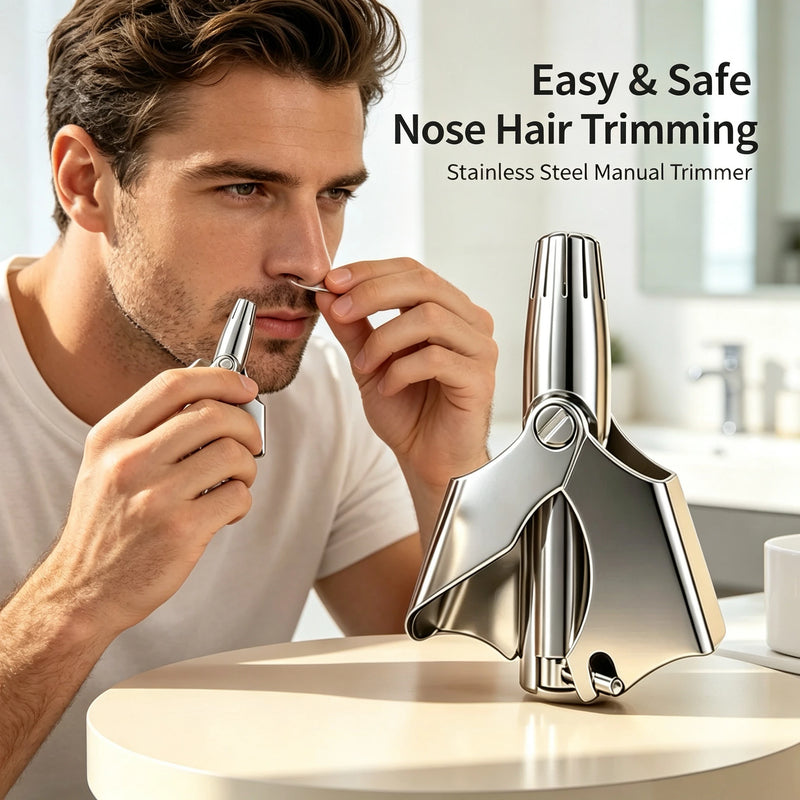 Stainless Steel Manual Nose Hair Trimmer For Men Women Washable Mechanical Nose Hair Remover Portable Nose Clipper