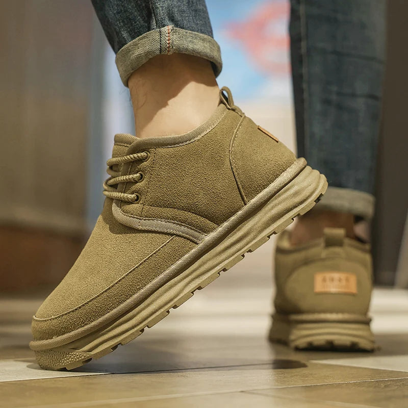 Men's casual snow boots winter warm and velvet cotton boots fashion soft-sole light non-slip comfort outdoor walking work boots