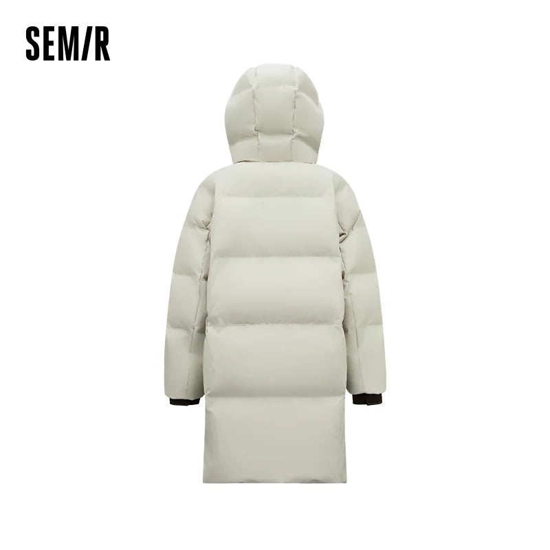 Semir Women Down Jacket Long Length 90 Percent Down Fill Color Block Versatile Street Style 2026 New Winter Daily Wear