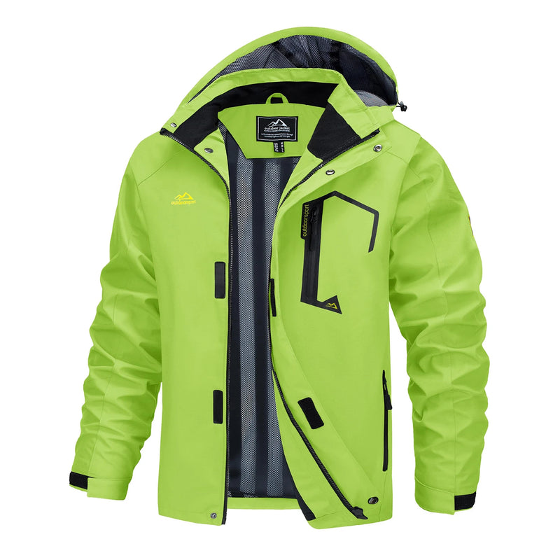 TACVASEN 2025 Lightweight Waterproof Rain Jacket Mens Mesh Lined Outdoor Windbreaker Fishing Hiking Jacket with Detachable Hood