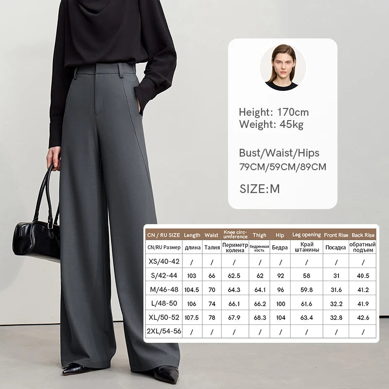 Amii Women's Loose Pants 2026 Autumn New Minimalism Commuter Anti-wrinkle Casual Pants Female Solid Wide Leg Trousers 12621034
