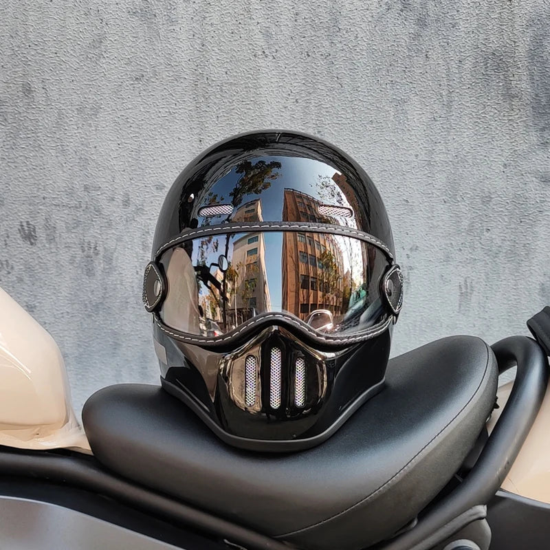 Motorcycle FBR Full Face Retro Helmet Tokyo Style Motorcycle Casco Moto Japan TT Helmets Fiberglass With Clear Visor