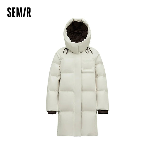 អាវក្រៅ Semir សម្រាប់នារី ប្រវែងវែង 90 ភាគរយ ធ្វើពីរោមចៀម ប្លុកពណ៌ រចនាប័ទ្មផ្លូវ ដែលអាចប្រើប្រាស់បានច្រើនយ៉ាង រដូវរងាថ្មី 2026 សម្រាប់ពាក់ប្រចាំថ្ងៃ