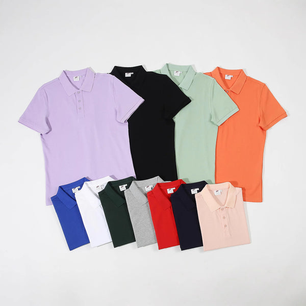 Turn-down Collar High-End Pure Cotton Polo Shirt Short Sleeve  casual Corporate  business Group Meetings  custom Logo