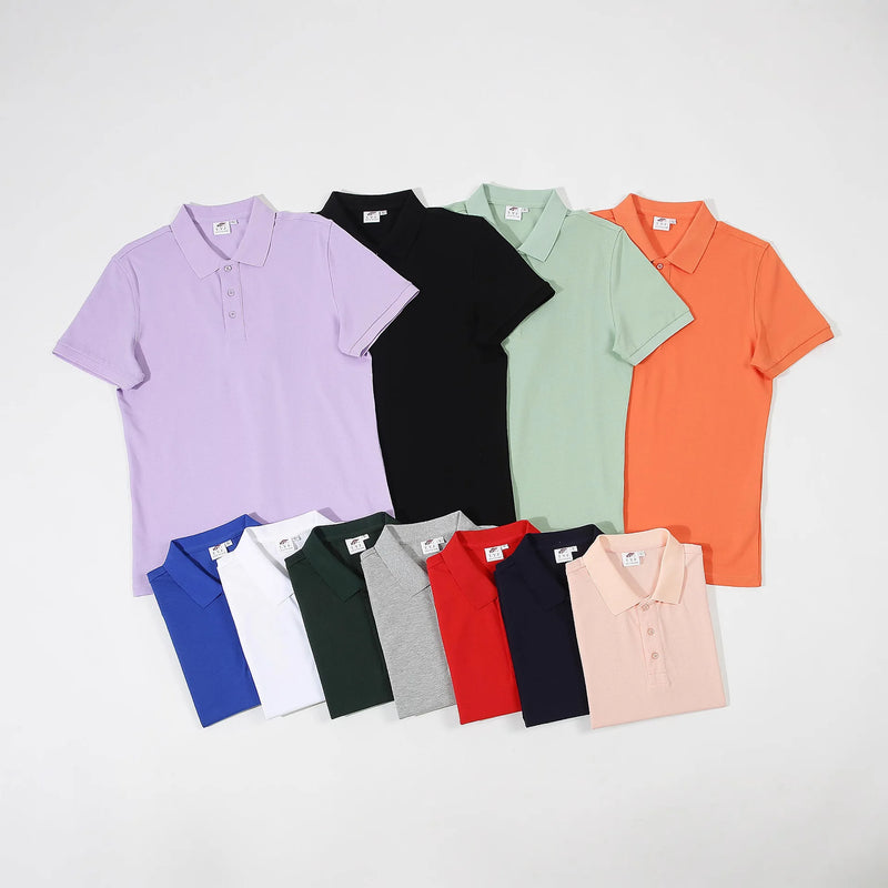 Turn-down Collar High-End Pure Cotton Polo Shirt Short Sleeve  casual Corporate  business Group Meetings  custom Logo