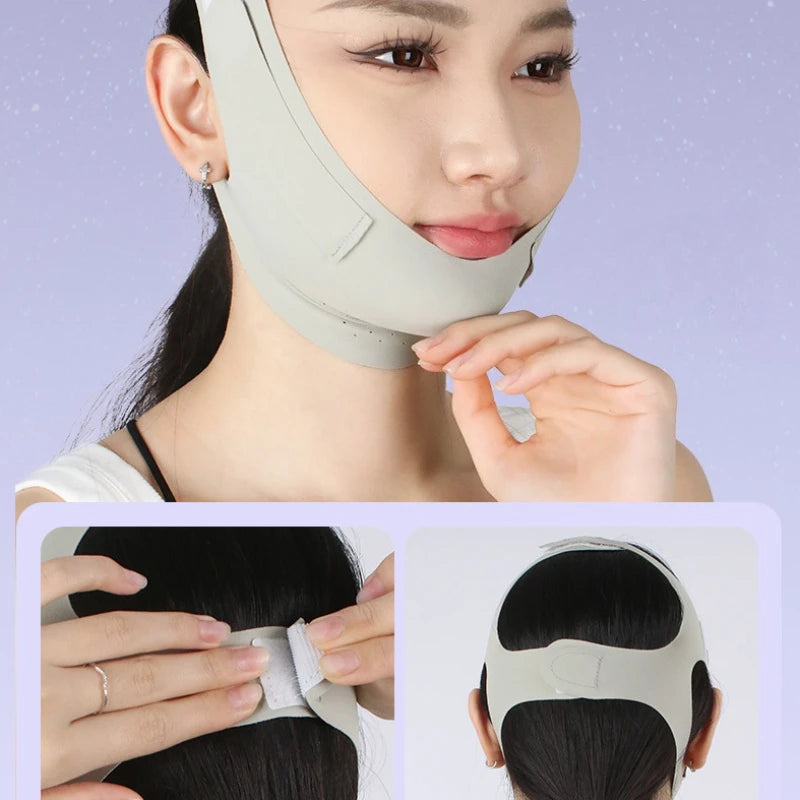 Adjustable V-shaped Face Lift Mask - Breathable, Reusable Facial Shaping Bandage for Double Chin Reduction and Tight facial mask