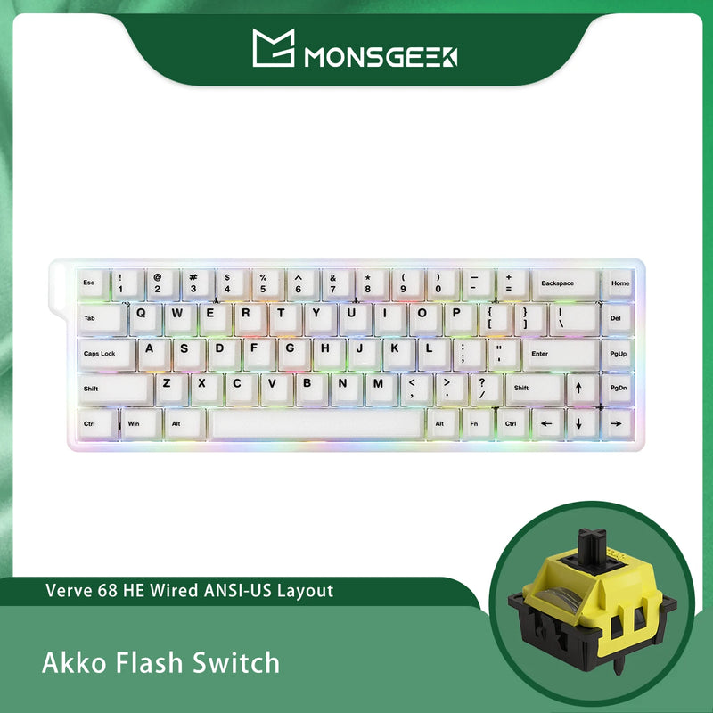 Akko x MonsGeek Verve 68 HE Keyboard 65% Layout RGB Magnetic Switch RT0.005mm 8K Polling Rate Custom Gaming Mechanical Keyboard