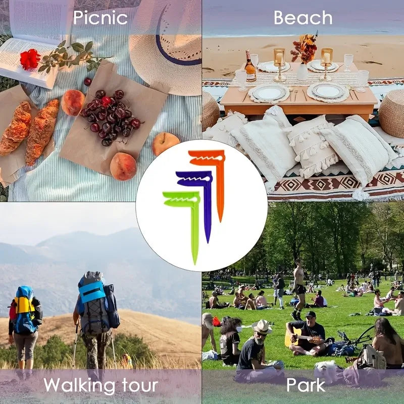 4pcs Outdoor Anchor Stakes Clips Picnic Blanket Holder Beach Towel Sand Pegs,for Picnic Blankets Beach Towels and Camping.