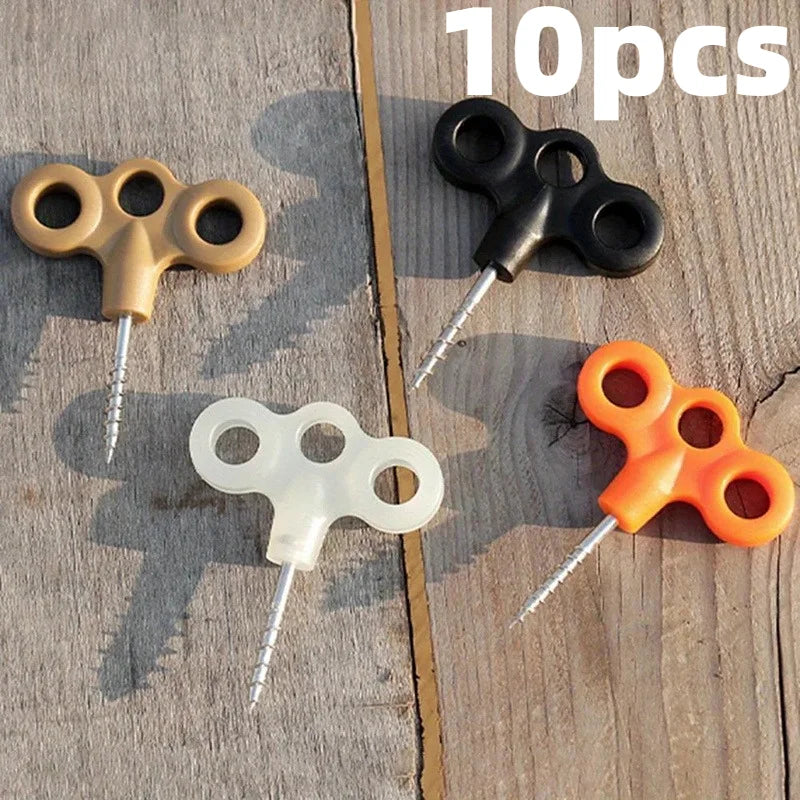 5/10pcs Mixed Color Multi-String Ground Stakes Anchors for Camping, Hiking, Trampolines, Tents, and Outdoor Gear