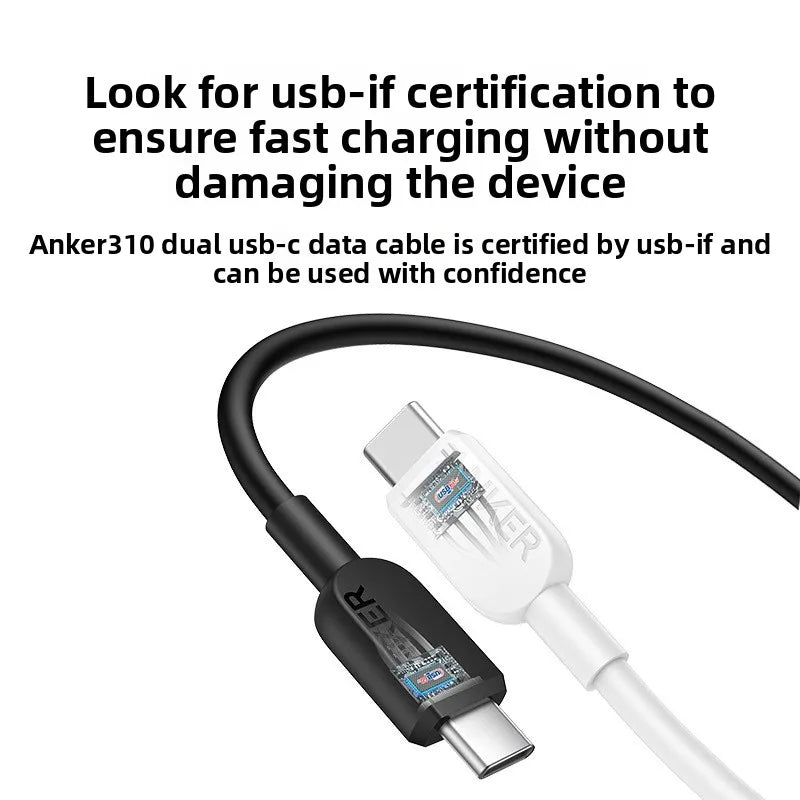ខ្សែសាកទិន្នន័យ Anker ប្រភេទ C ពីរ ស័ក្តិសមសម្រាប់ទូរស័ព្ទ MacBook និង Huawei ក្បាលពីរ សាកថ្មលឿន 81E2 សម្រាប់ម៉ូតូ គ្រឿងអេឡិចត្រូនិច