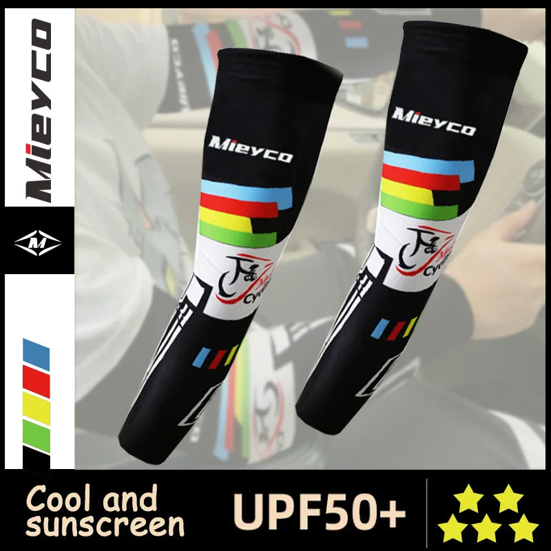 Mieyco Ice Fabric Arm Sleeves UV Protection Breathable Quick Dry Cooling Sun Protection for Cycling Running Fitness Basketball