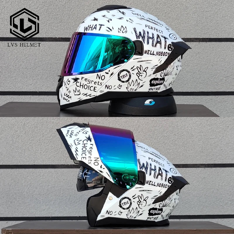 LVS high-quality motorcycle helmet modular flip helmet casque moto semi full duplex helmet suitable for both men and women DOT