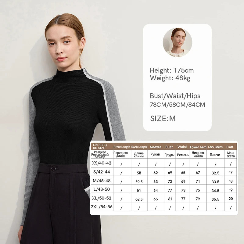 អាវយឺត Amii Pullover ឆ្នាំ ២០២៥ រដូវរងាថ្មីធម្មតាពាក់កណ្តាលកអាវខ្ពស់ស្លីមផ្ទុយស្រឡះអាវទ្រនាប់ស្ត្រី ១២៥២៤១១៩